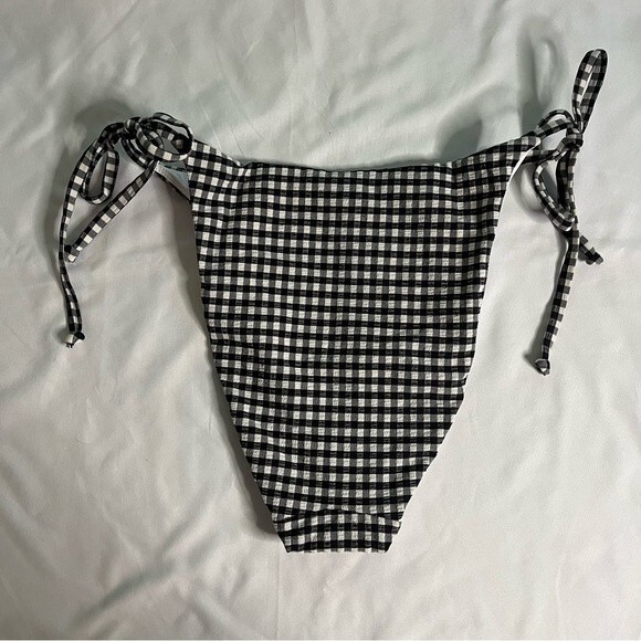 Andie Swim Black Gingham Size L String Bikini Bottom Beach Retro Pin Up Plaid - Picture 6 of 7
